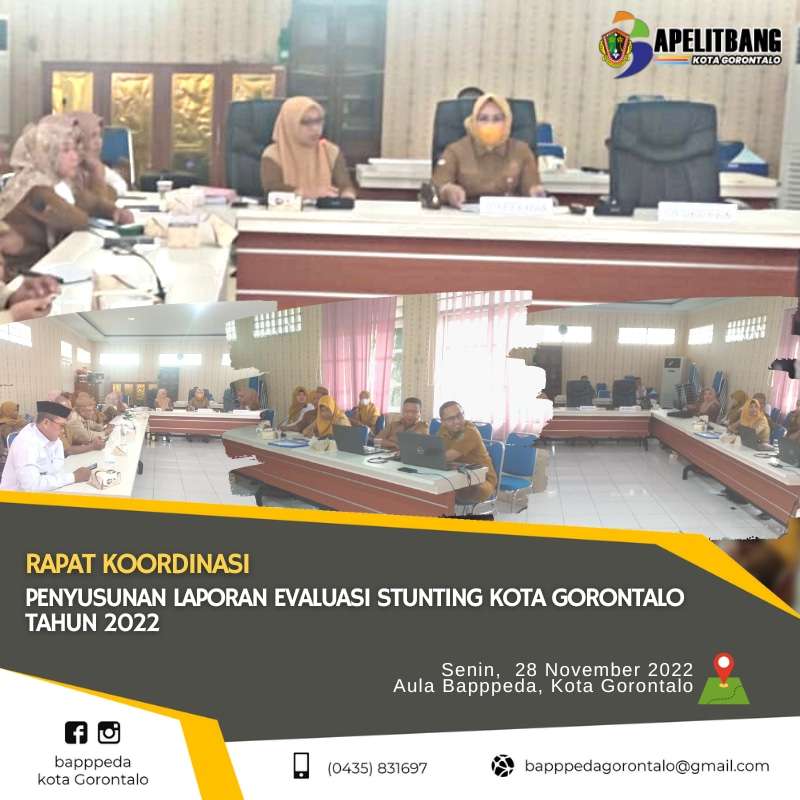 Rapat Koordinasi Penyusunan Laporan Evaluasi Stunting Kota Gorontalo, Aula Bapppeda Kota Gorontalo